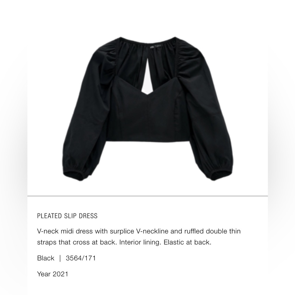 Zara poplin cotton black cropped top